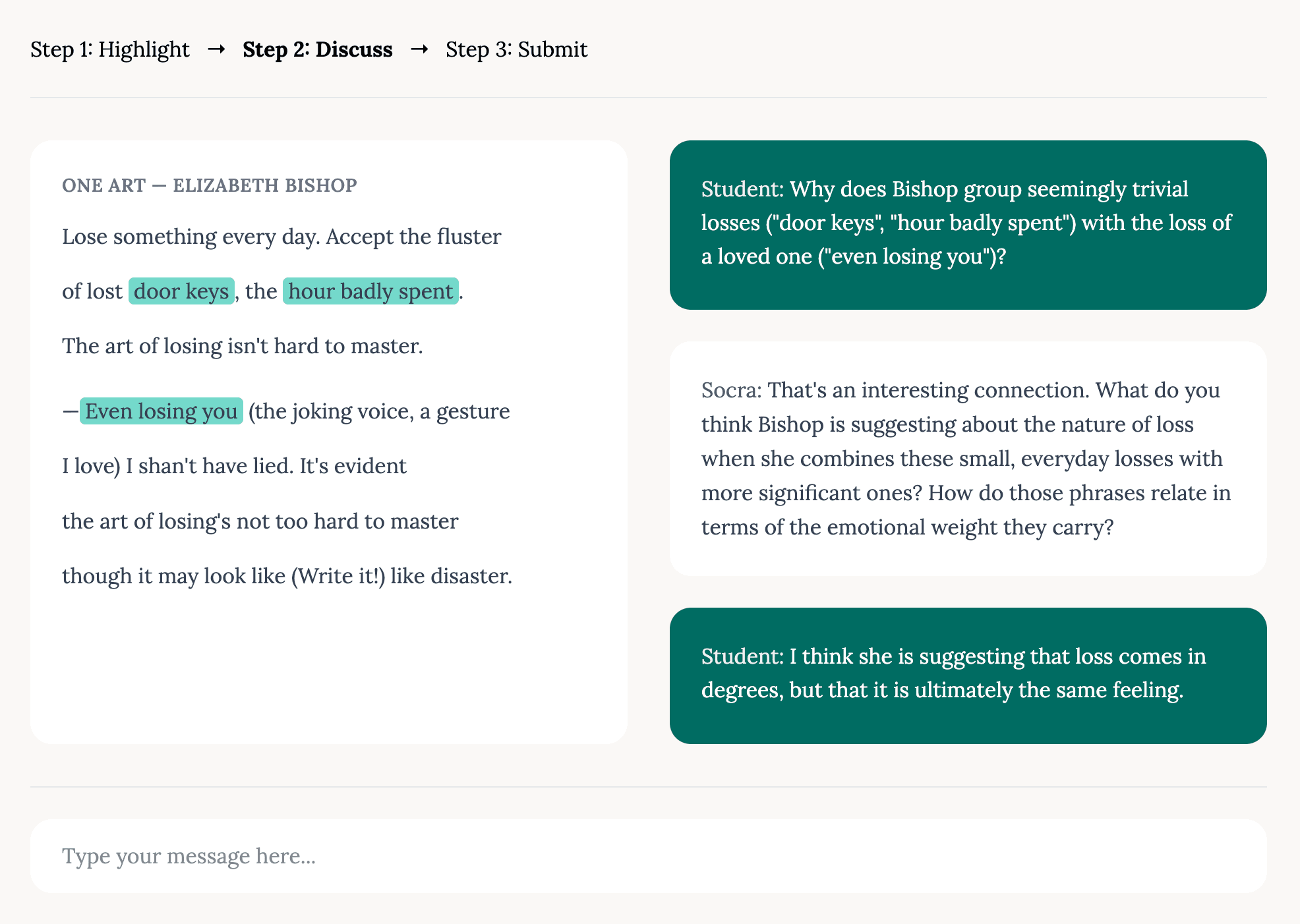 Writing interface preview